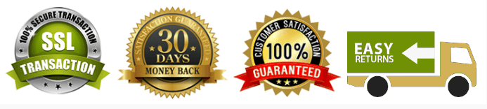 SSL secure transaction, 30 days money back, 100 percent satisfaction, easy returns